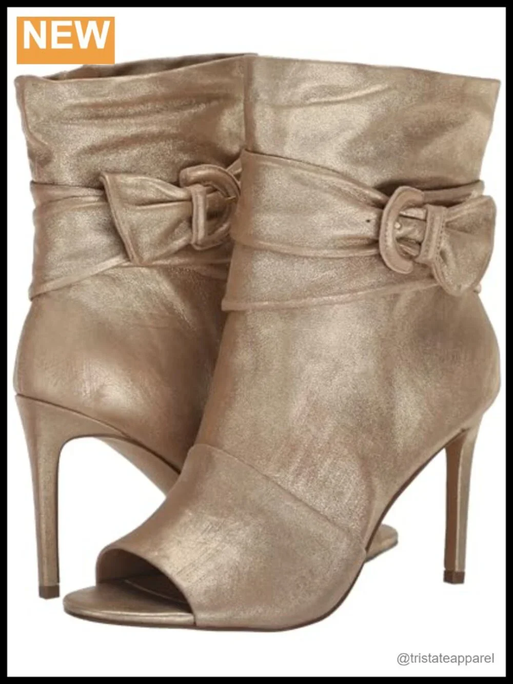 Leather Open Toe Ankle Bootie, Zipper Closure, Stiletto Heel, Fall